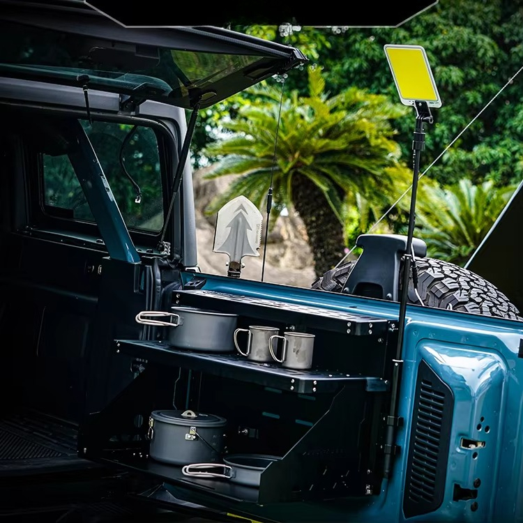 Van Camping Cooking - Tavolo Pieghevole Multifunzione per Portellone Posteriore