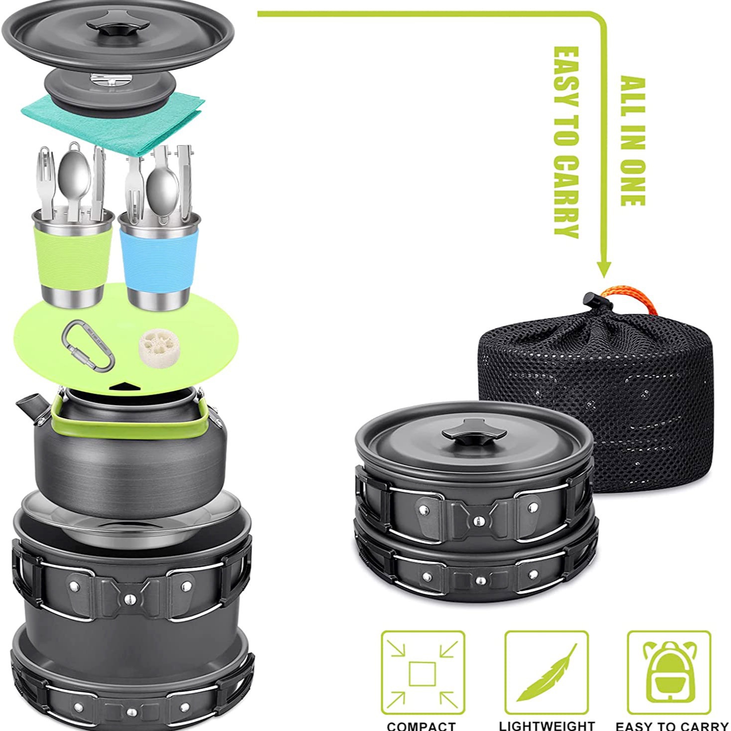 Set da Cucina per Campeggio co - Camping Cooking Gear Set recensione e prezzo